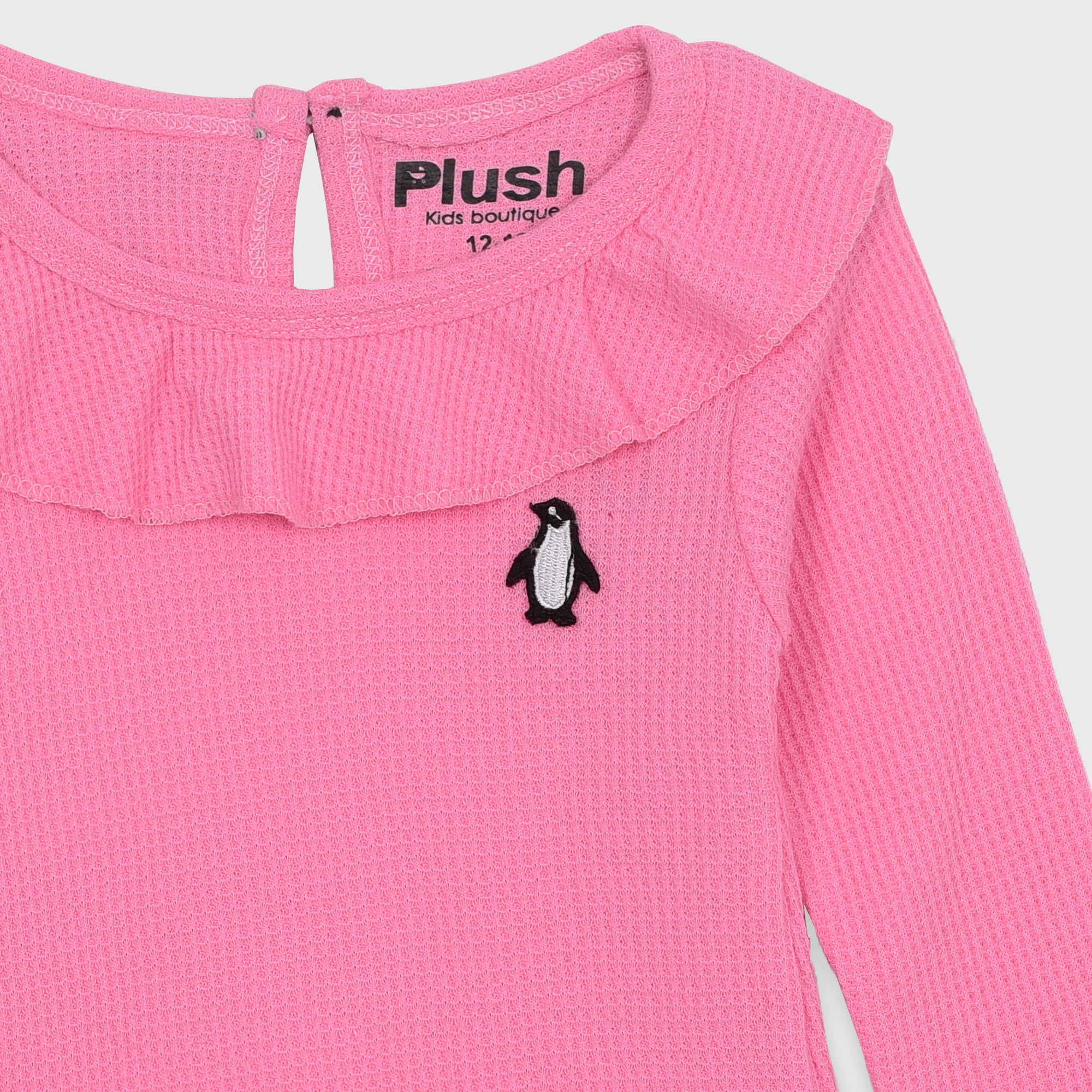 Plush-Waffle Textured Girls Set- Pink