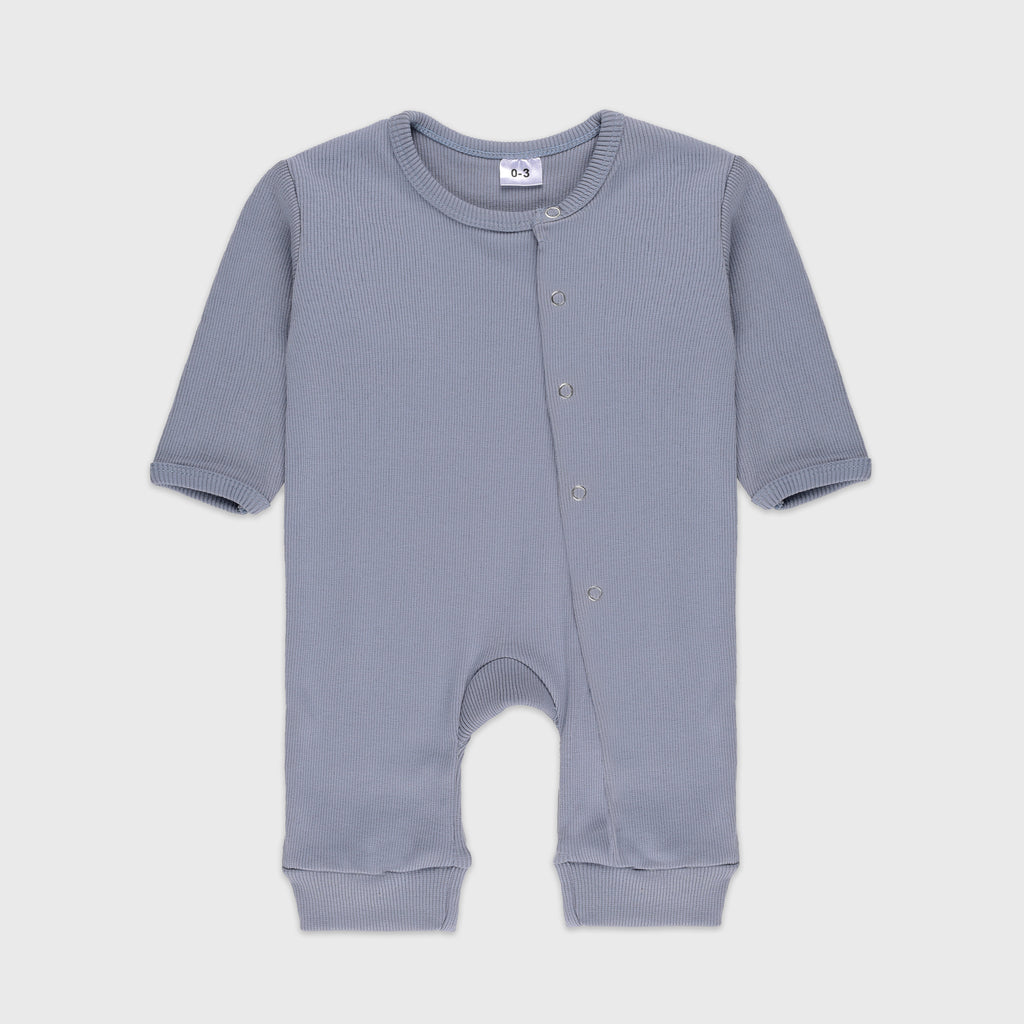 Plush Winter Rompers with side button inseam - Blue