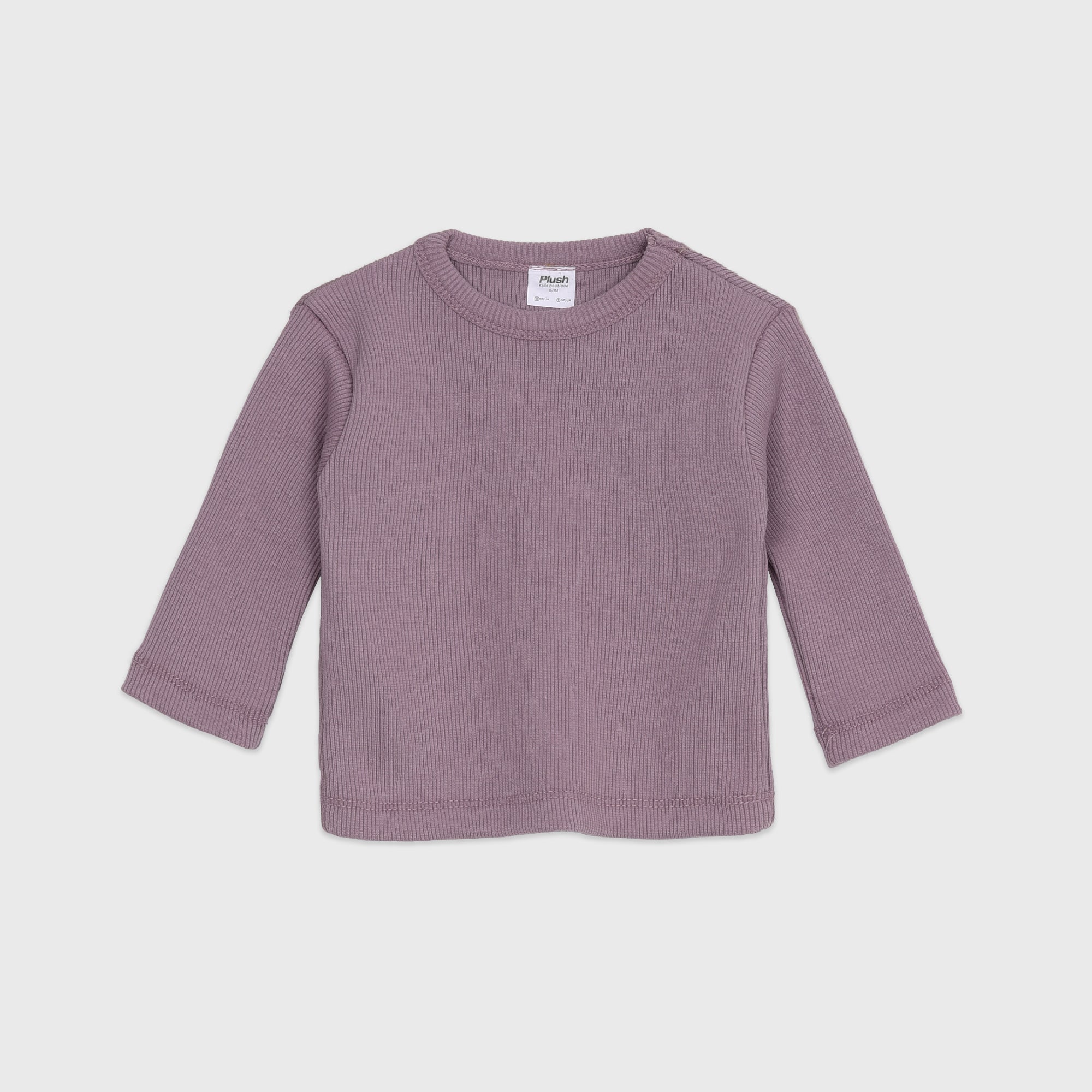 Plush Round Neck Style Ribbed Knit Sweat Set - Lilac Purple