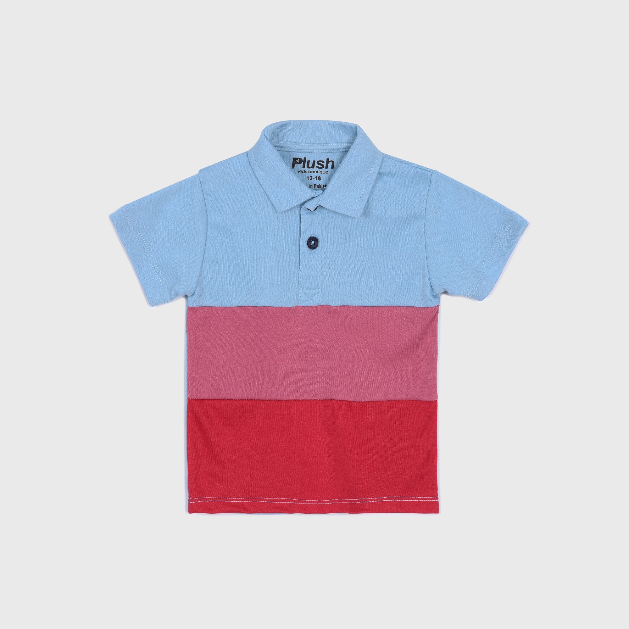 Plush-Baby Plaid Polo Shirt & Shorts-Red-Blue