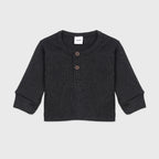 Plush Round Neck Style Ribbed Knit Basic Set - Charcoal
