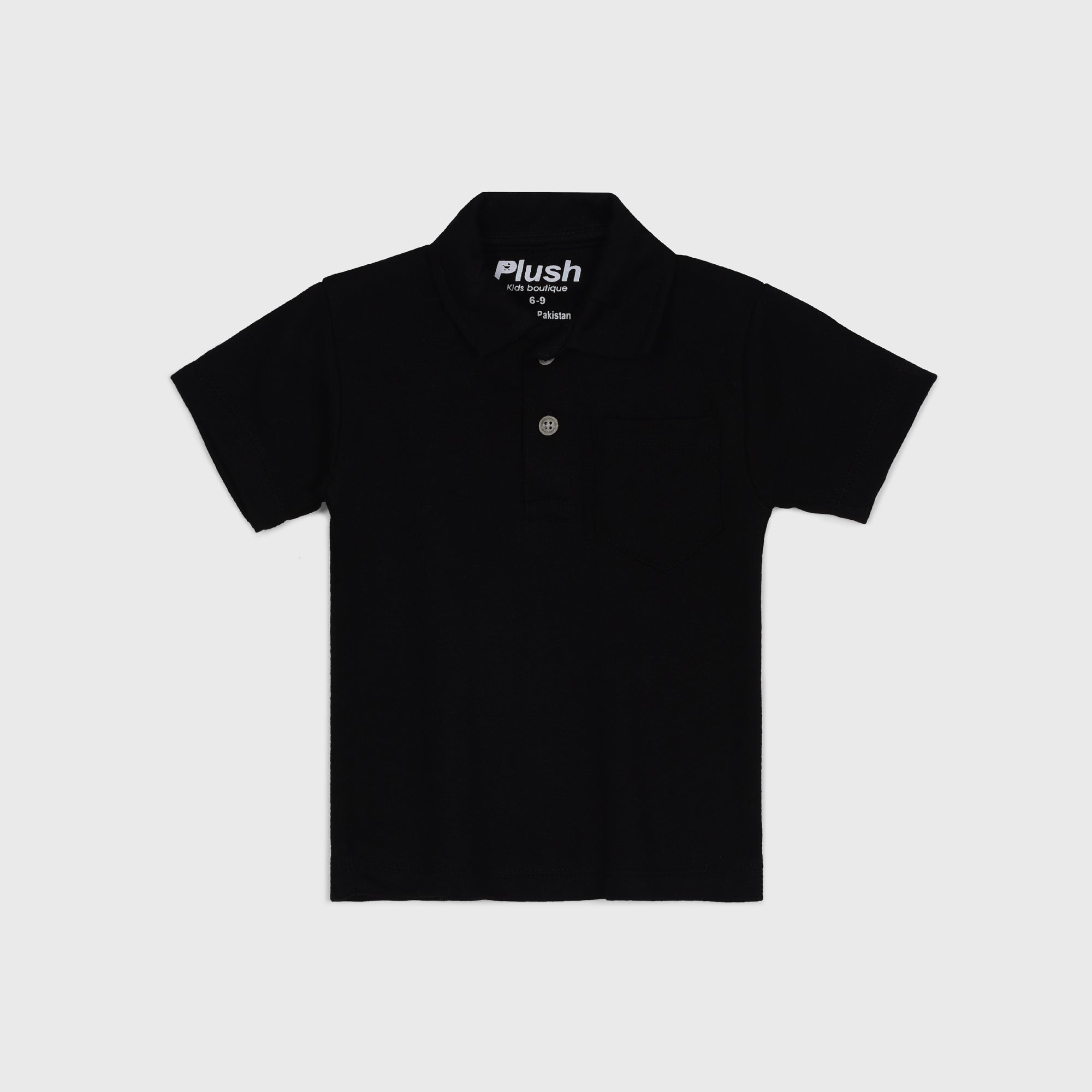 Plush-Baby Plaid Polo Shirt & Shorts-Black