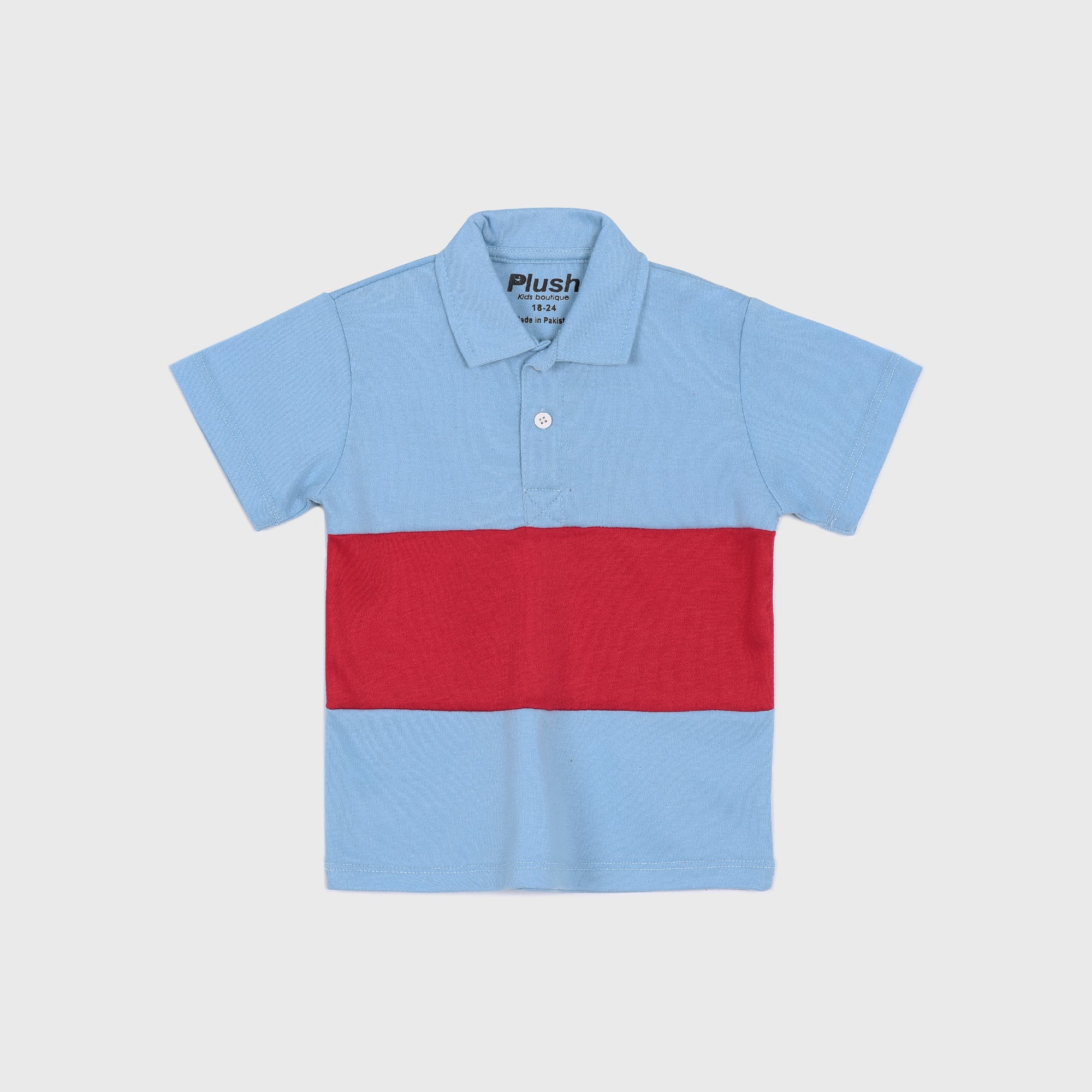 Plush-Baby Plaid Polo Shirt & Shorts-Red-Blue