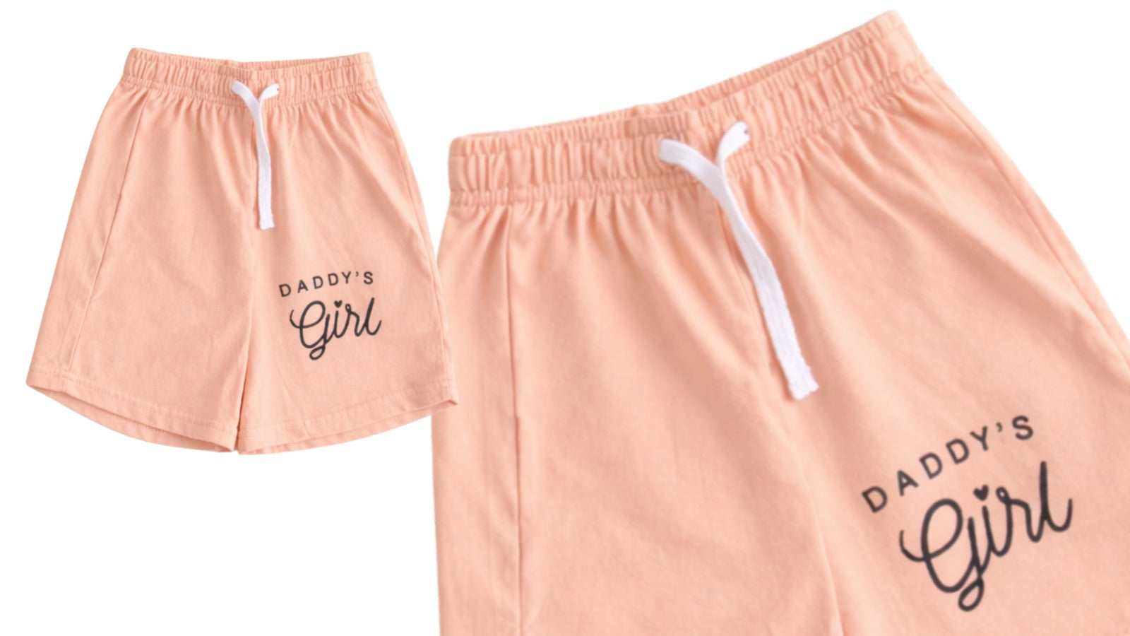 Girls peach shirt and shorts set “Daddy’s Girl” in Pakistan by Basics by Nifty, soft breathable summer co-ord outfit for kids