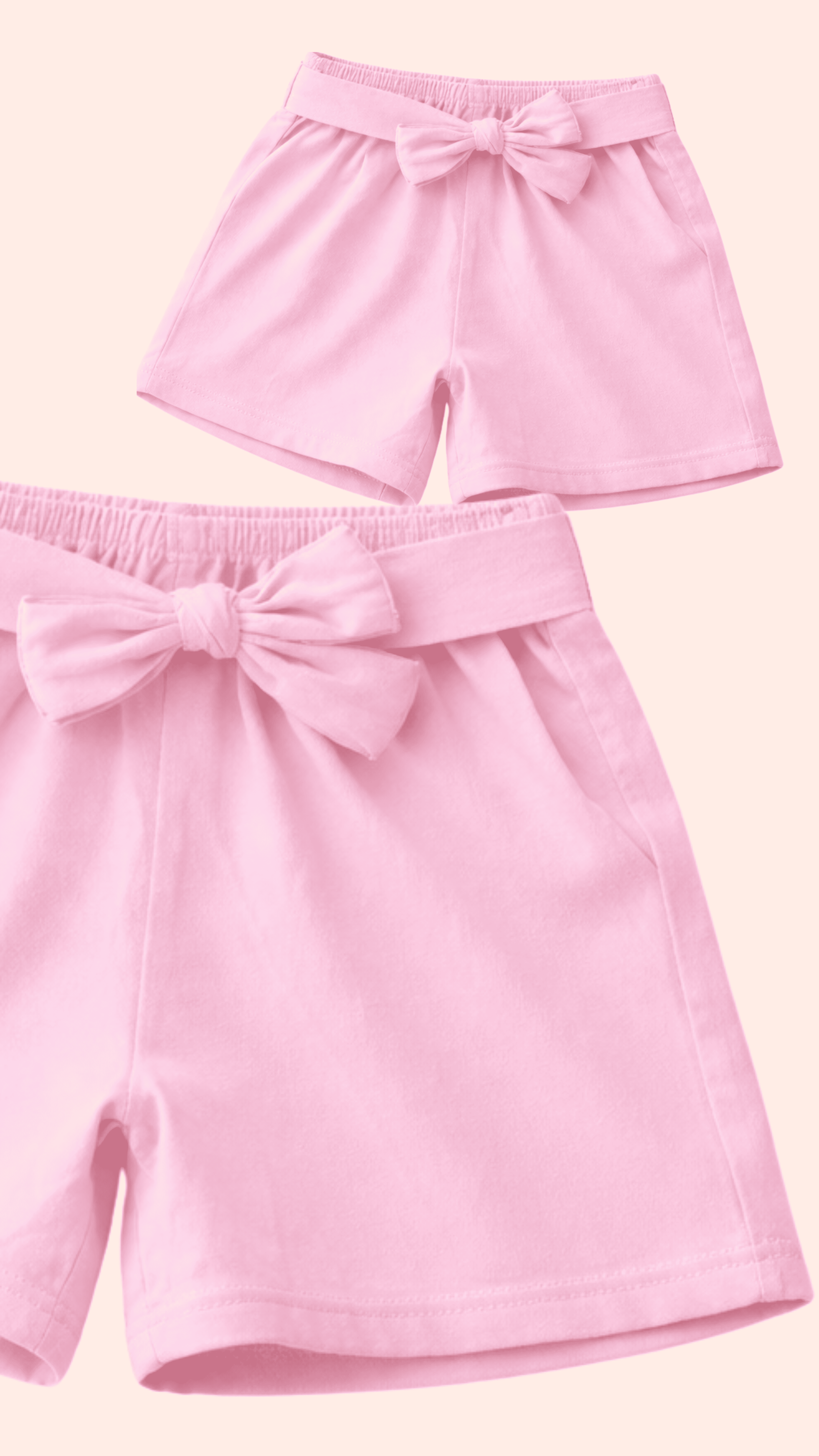 Girls pink shorts set with butterfly print t-shirt