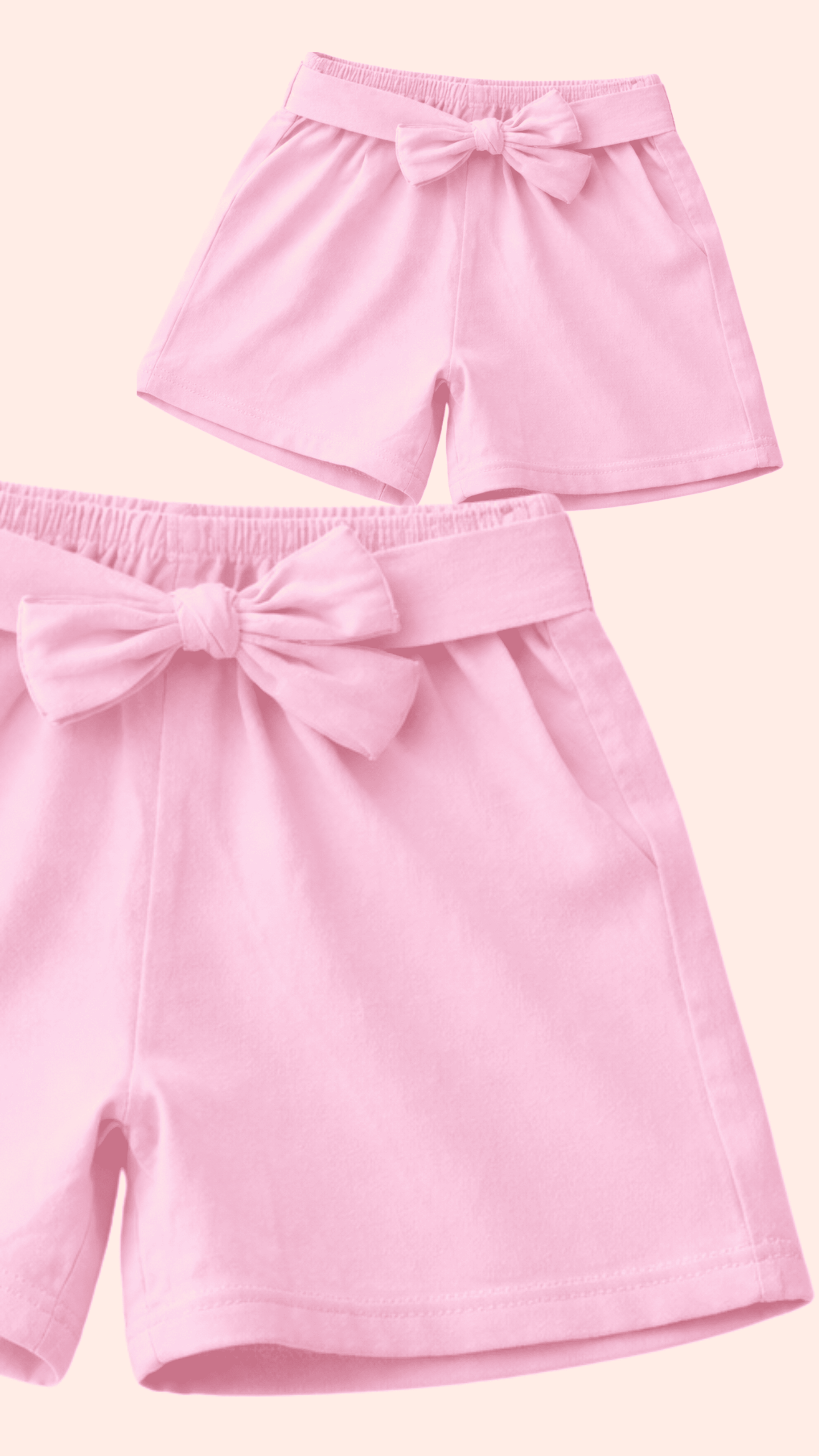Girls pink shorts set with butterfly print t-shirt