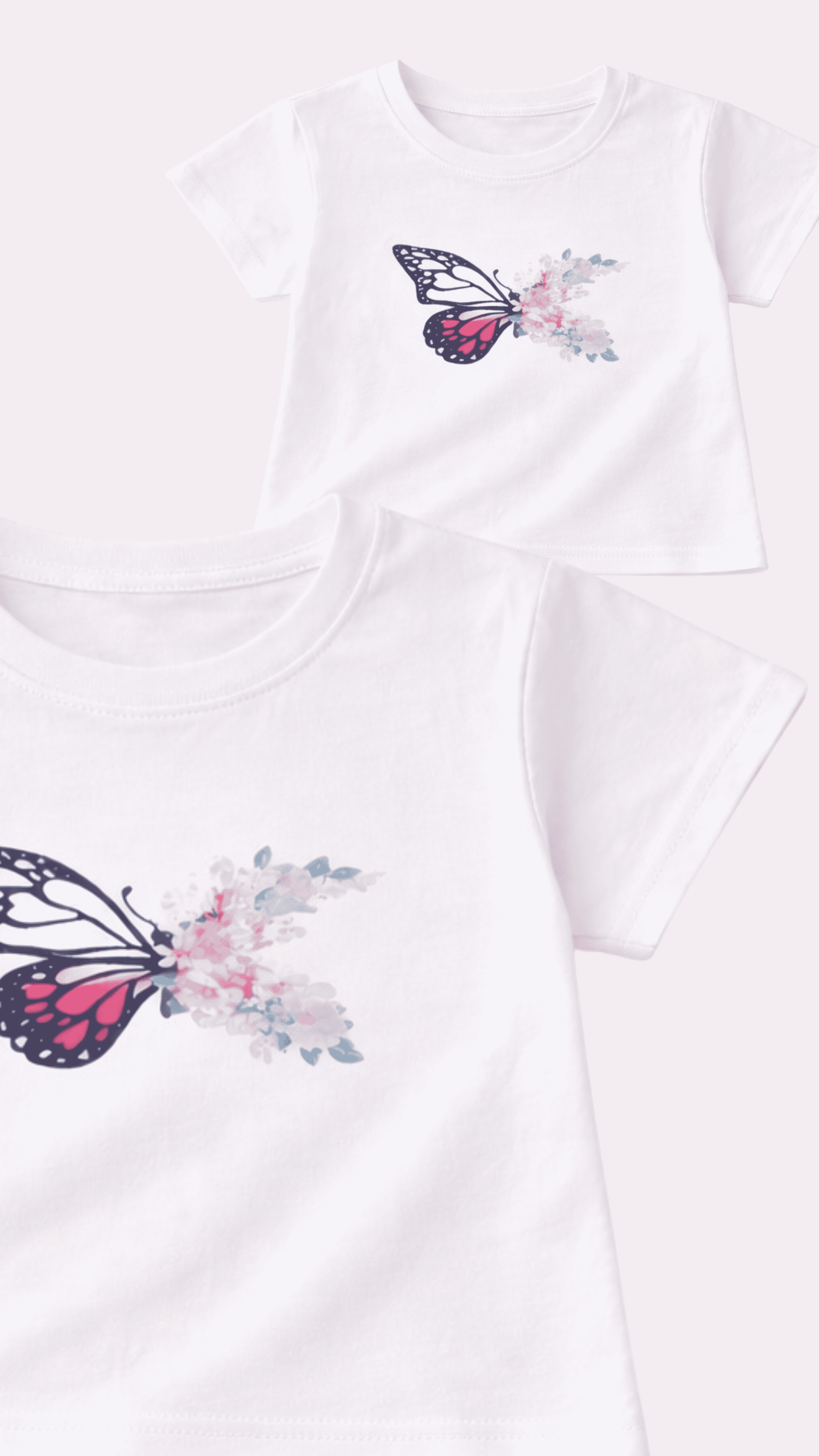 Girls pink shorts set with butterfly print t-shirt