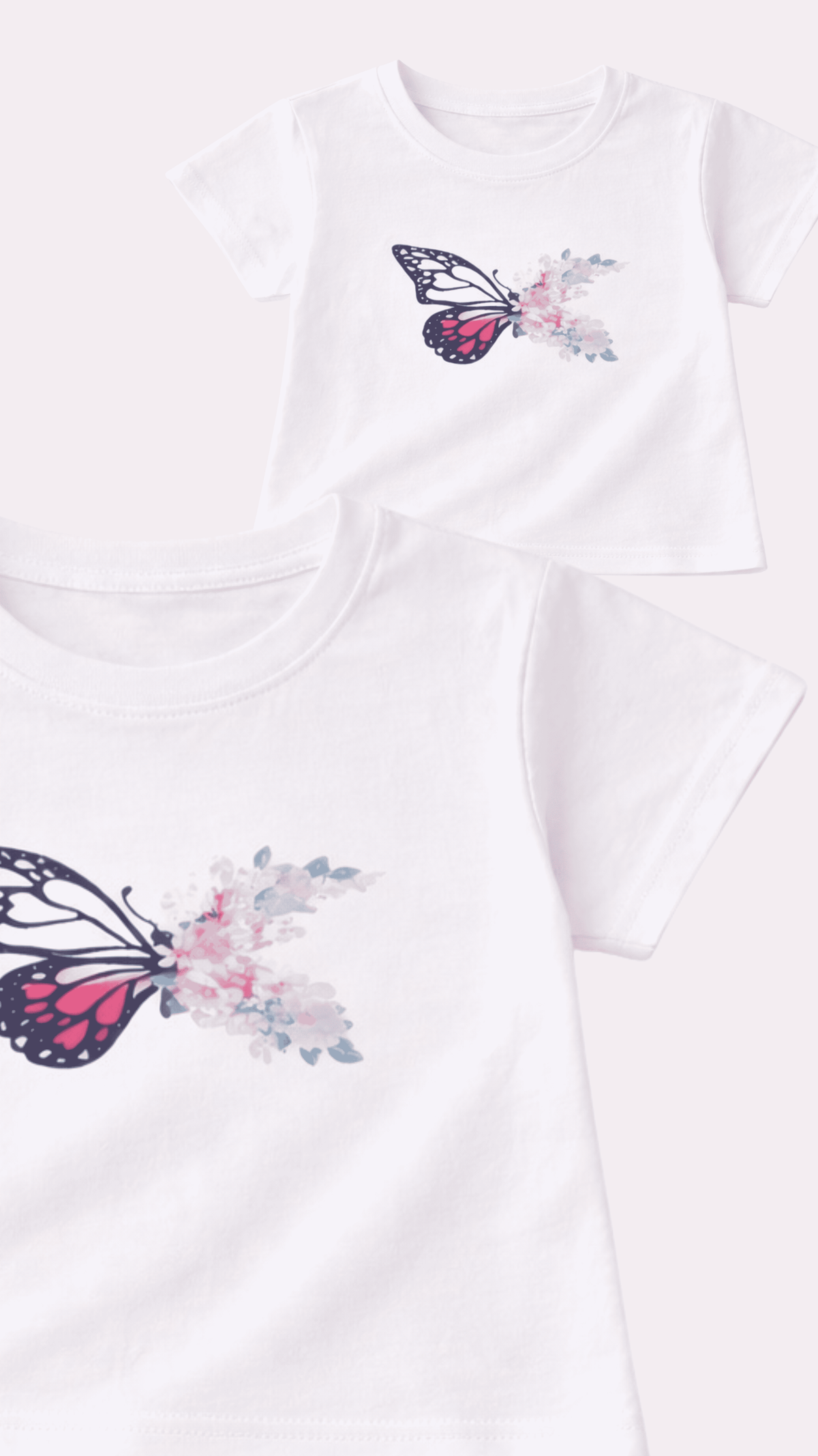 Girls pink shorts set with butterfly print t-shirt
