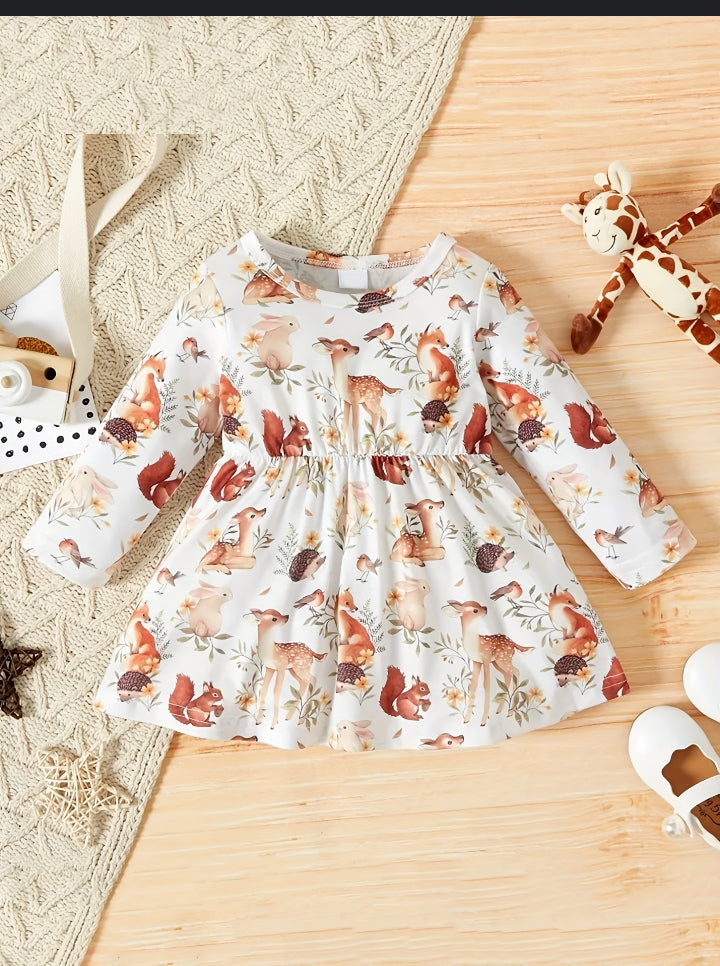 PatPat Baby Girl All Over Floral Print Boho Splicing Dress