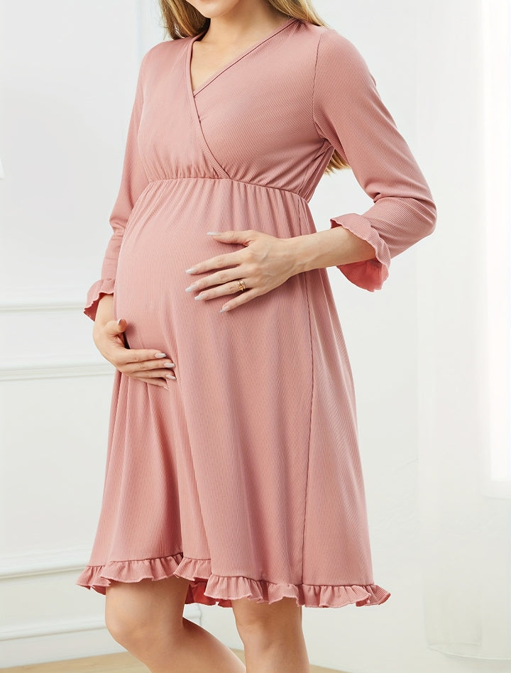 PatPat Maternity Butterfly Print Short-sleeve Dress