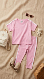 Basics By Nifty Girls T-Shirt and Trouser (Stripe) – Pink