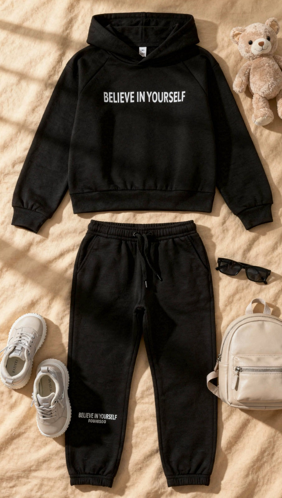 Basics By Nifty Girls T-Shirt and Trouser (Believe in Yourself) – Black