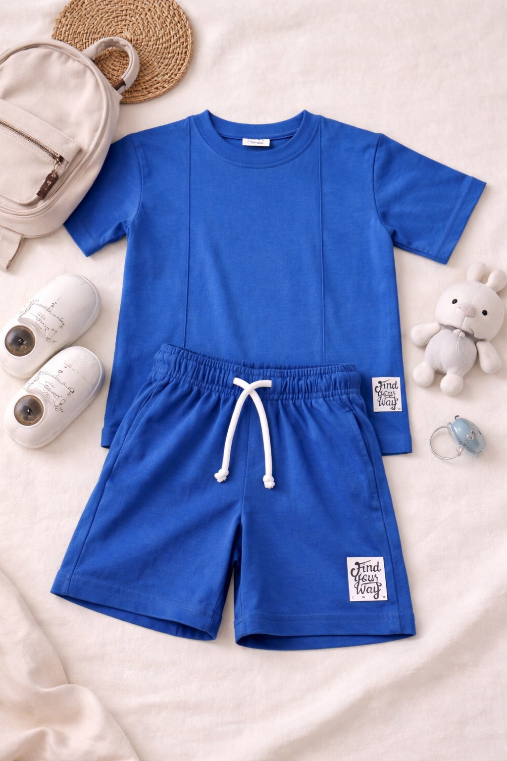 Nifty Basics Boys T-Shirt and Shorts Set (Find Your Way) – Royal Blue