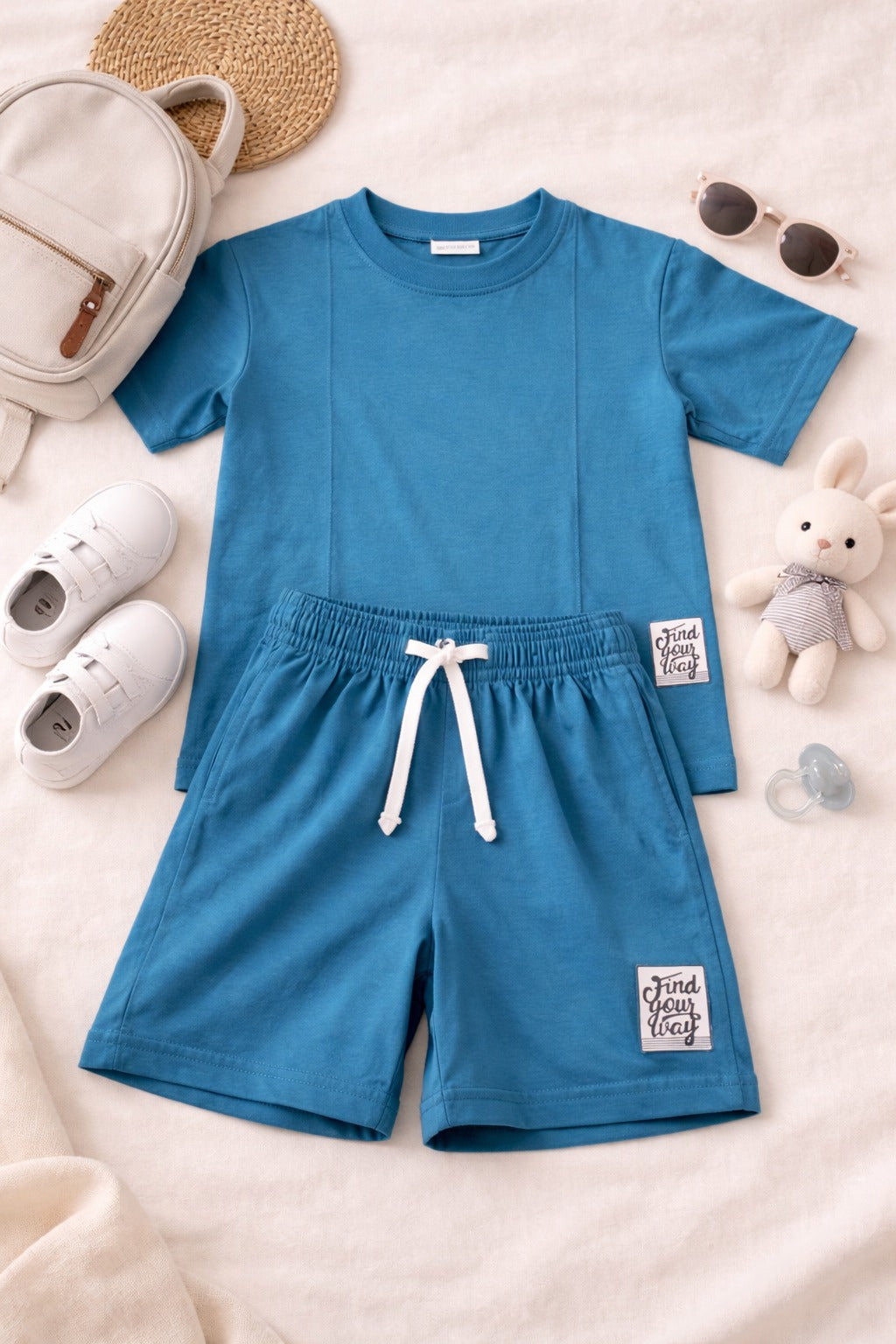 Nifty Basics Boys T-Shirt and Shorts Set (Find Your Way) – Teal