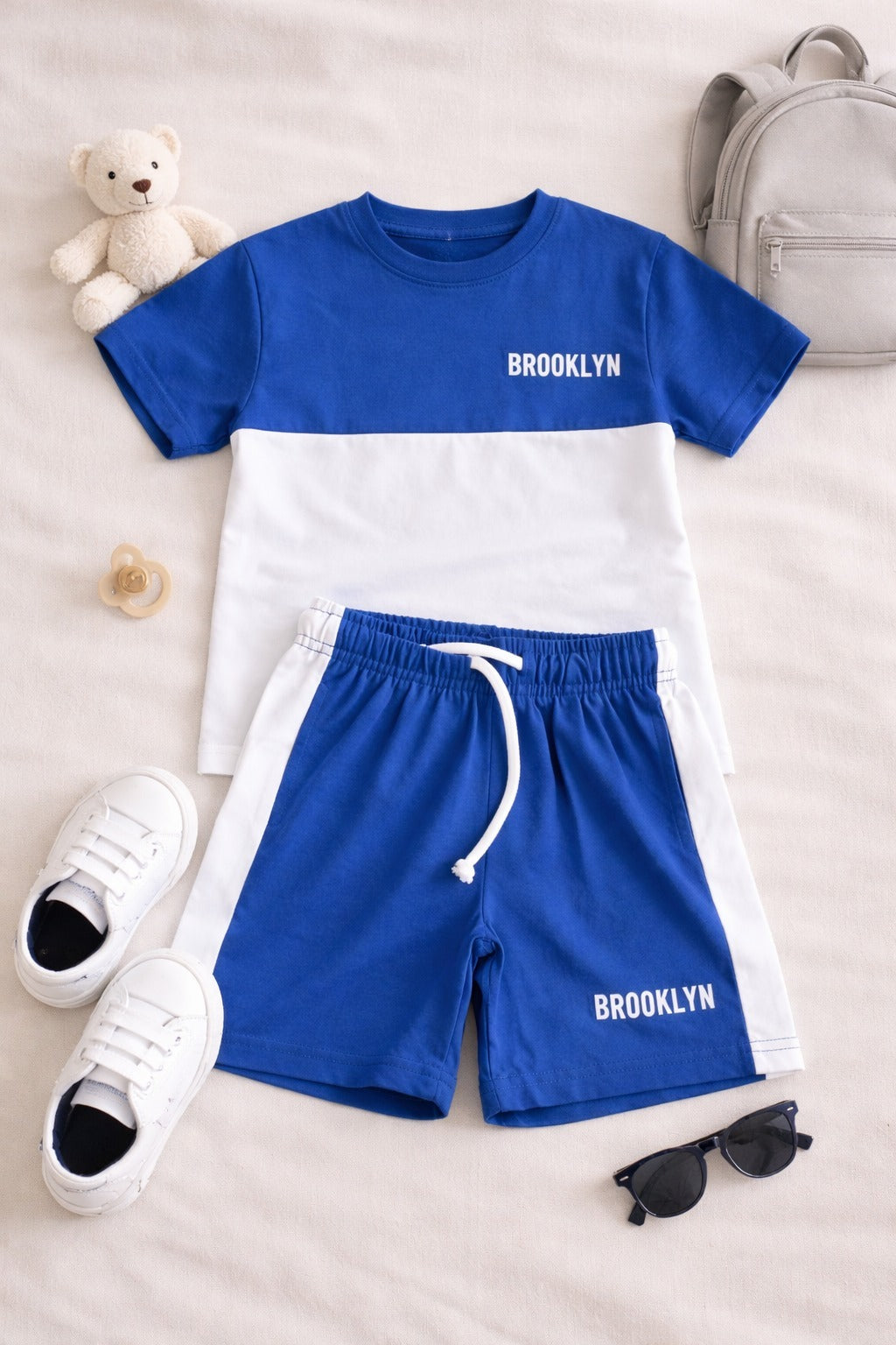 Nifty Basics Boys T-Shirt and Shorts Set (Brooklyn) – Royal Blue & White