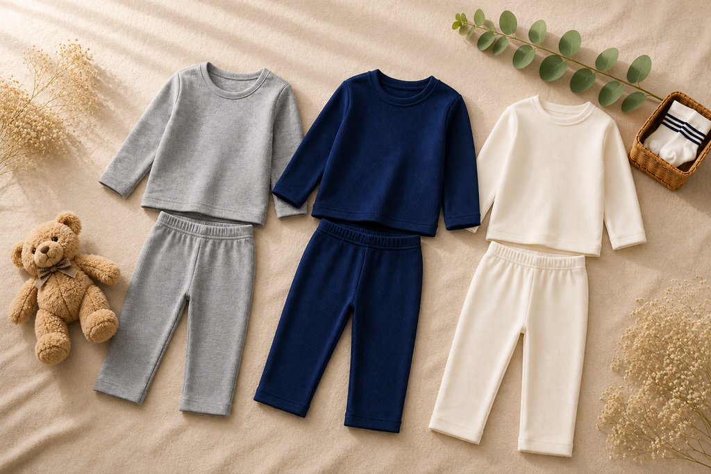 Baby Ribbed Solid Color Outfit Set – Pack of 3