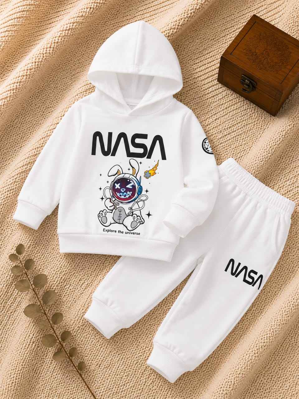 Plush Hoodie Style - Nasa Fleece Basic Set Off White