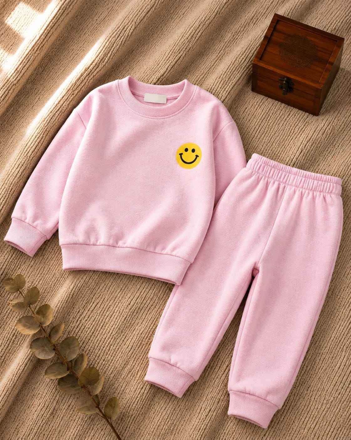 Plush - Fleece Shirt & Trouser - Smiley in Pink