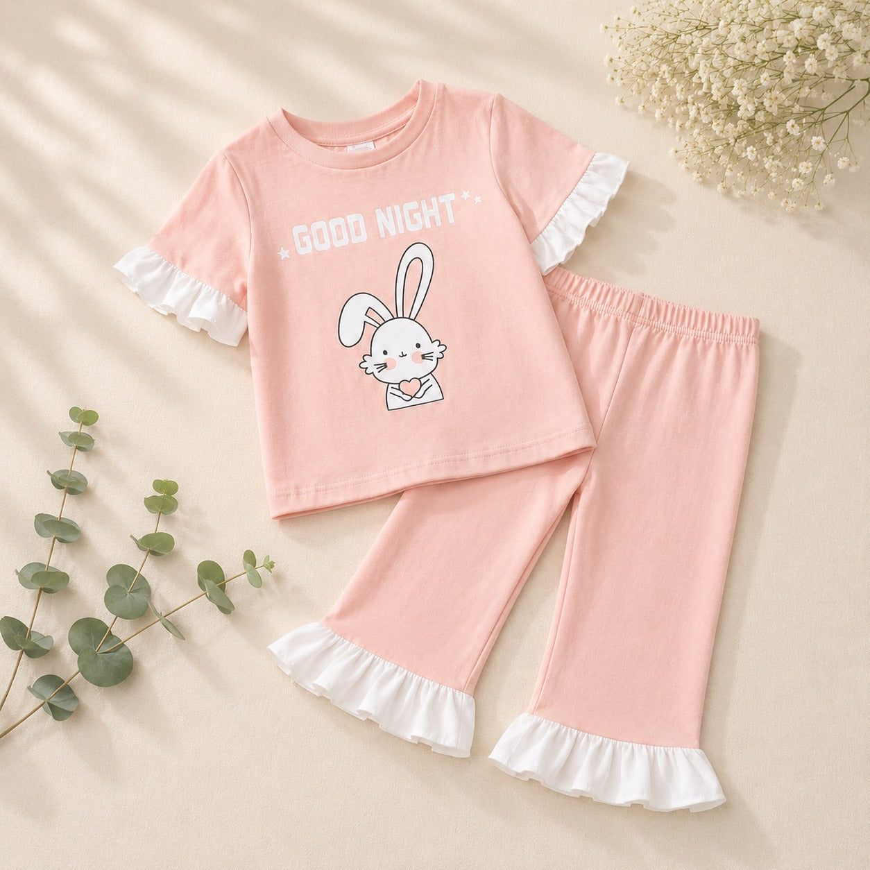 PLUSH-Nifty Basics - Bunny in Peach with Trousers