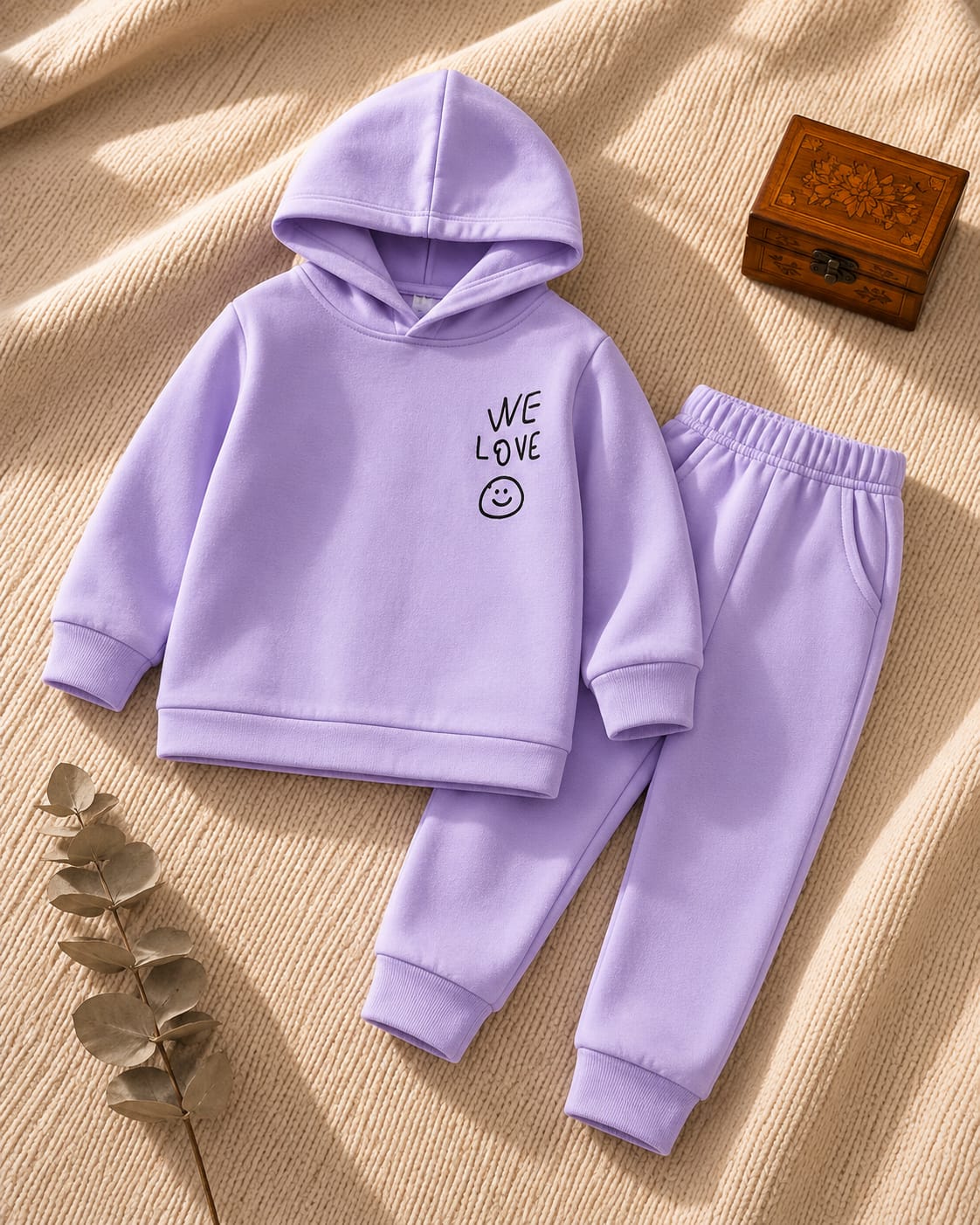 Plush Hoodie Style - Girl Fleece Basic Set Purple