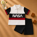 Plush-Baby Plaid Polo Shirt & Shorts-White-Black