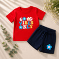 Girls Red "Good Vibes Only" T-Shirt & Shorts Set