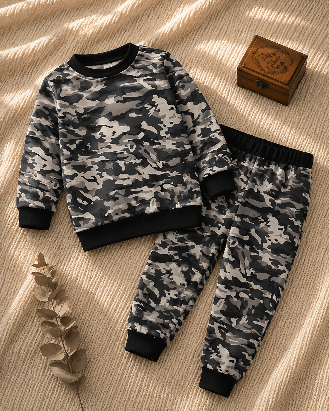 Plush -  Fleece Shirt & Trouser - Camouflage Grey