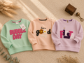Kids pastel sweatshirt pack of 3 flat lay