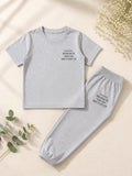 Girls Grey T-Shirt & Cuffed Trouser Set