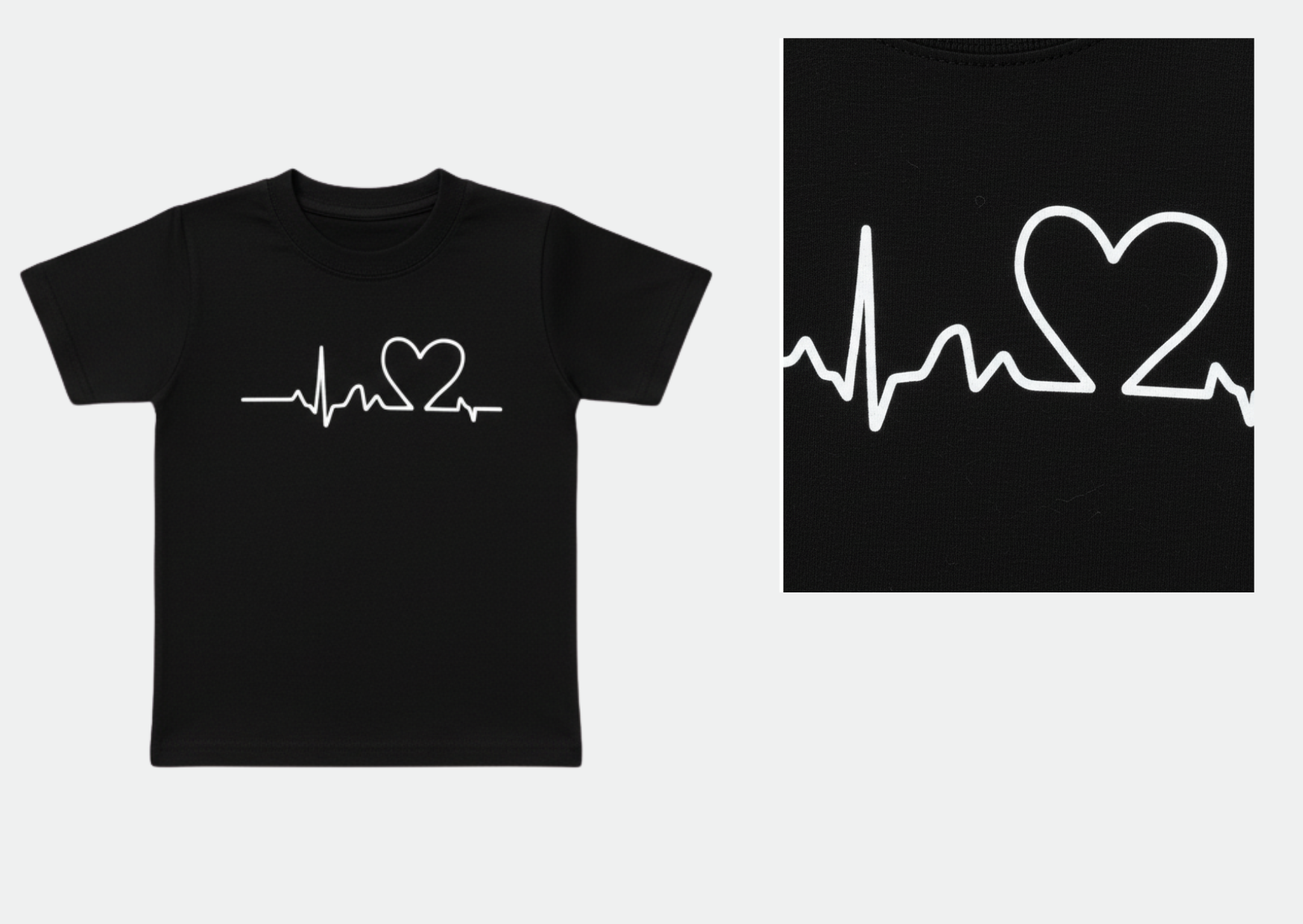 Girls black heartbeat t-shirt and jogger set for summer