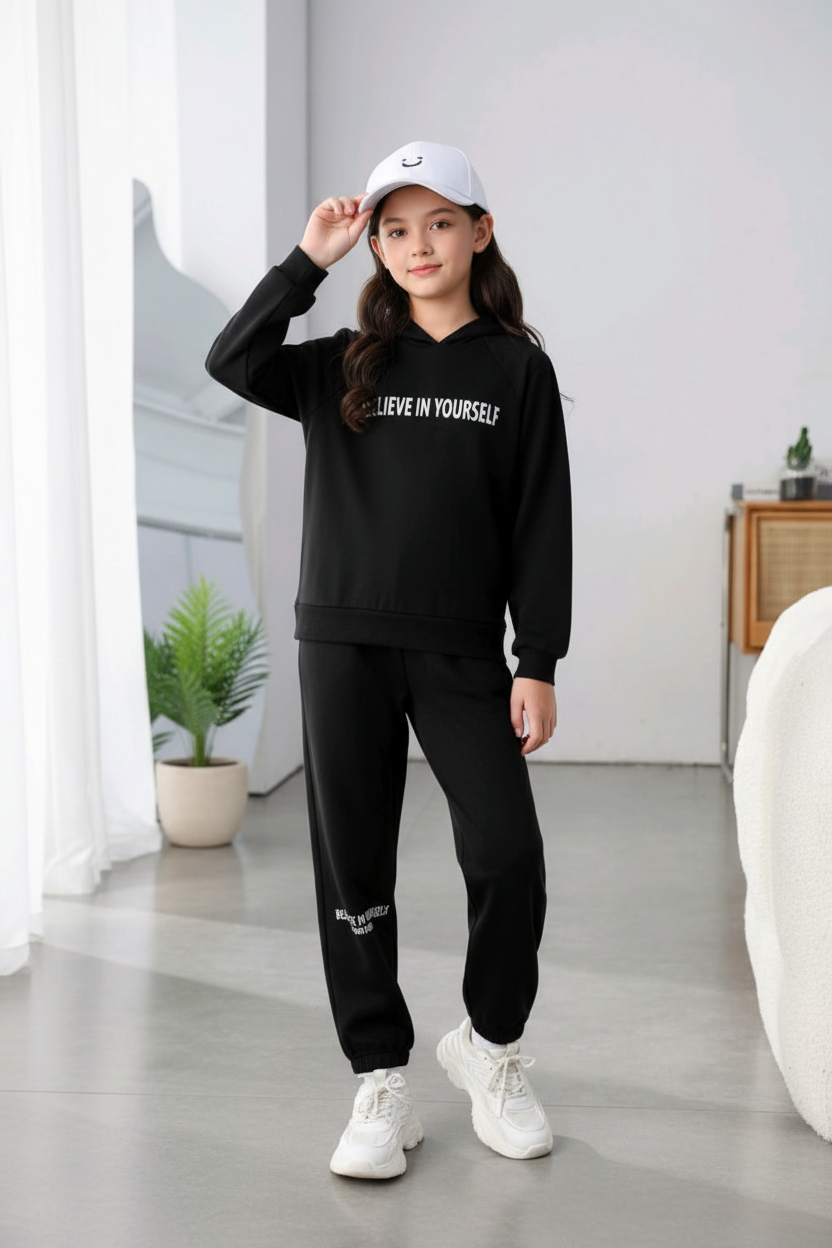 Basics By Nifty Girls T-Shirt and Trouser (Believe in Yourself) – Black