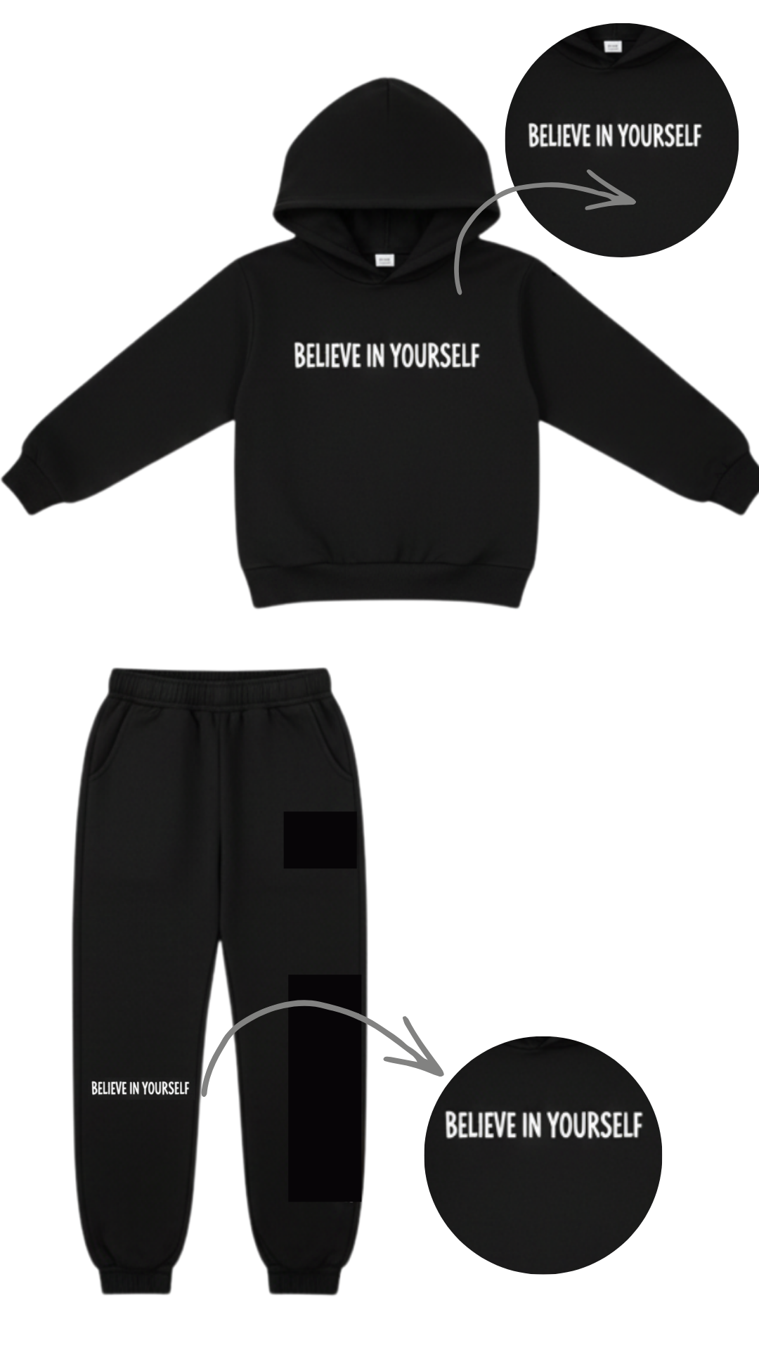 Basics By Nifty Girls T-Shirt and Trouser (Believe in Yourself) – Black