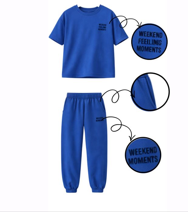 Girls blue weekend t-shirt and jogger set for summer