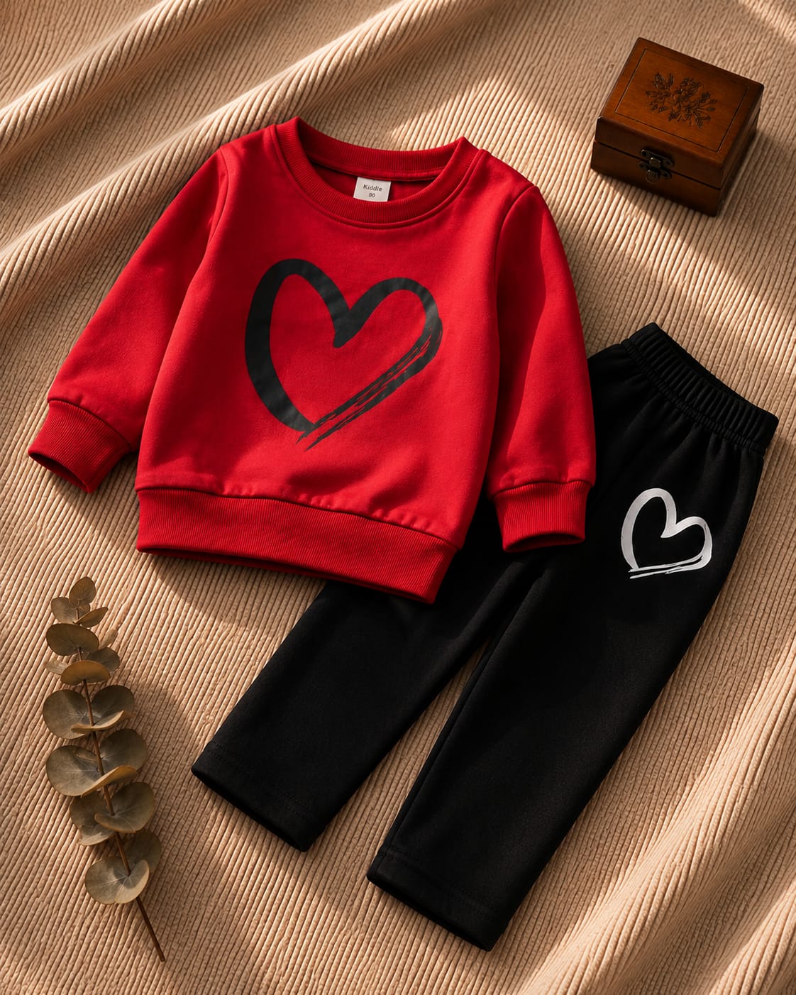 Plush -  Fleece Shirt & Trouser - Hearts in Red