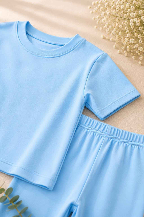 Girls Light Blue Drop Shoulder Co-Ord Set