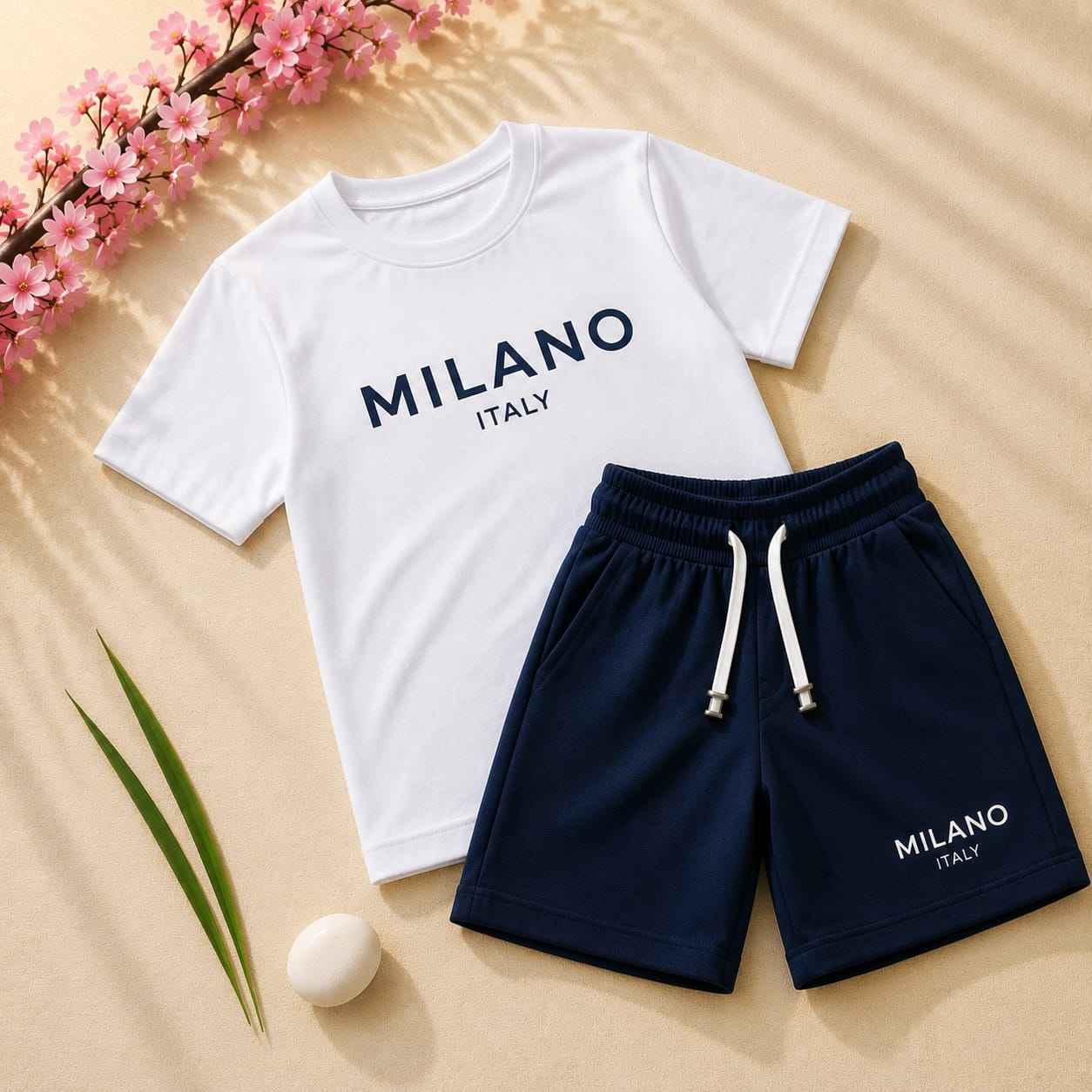 Boys White & Navy 