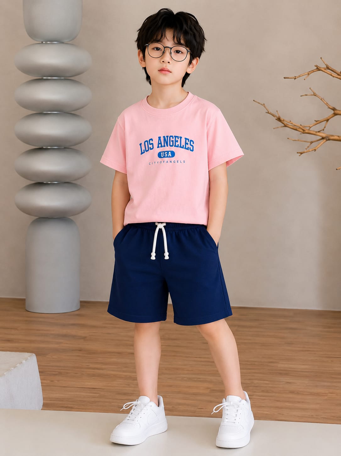 Boys Peach & Navy 