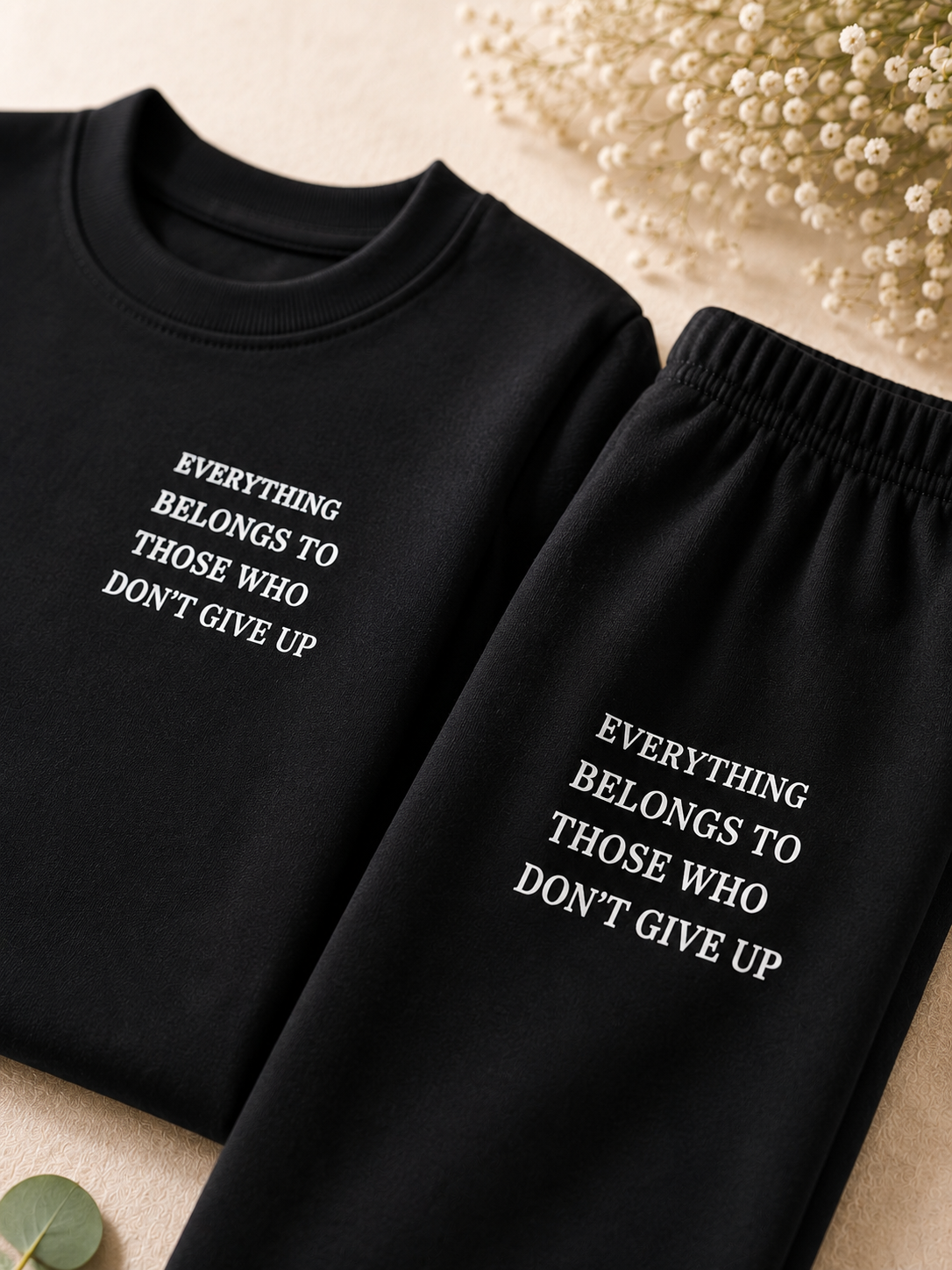 Girls Black T-Shirt & Cuffed Trouser Co-ord Set
