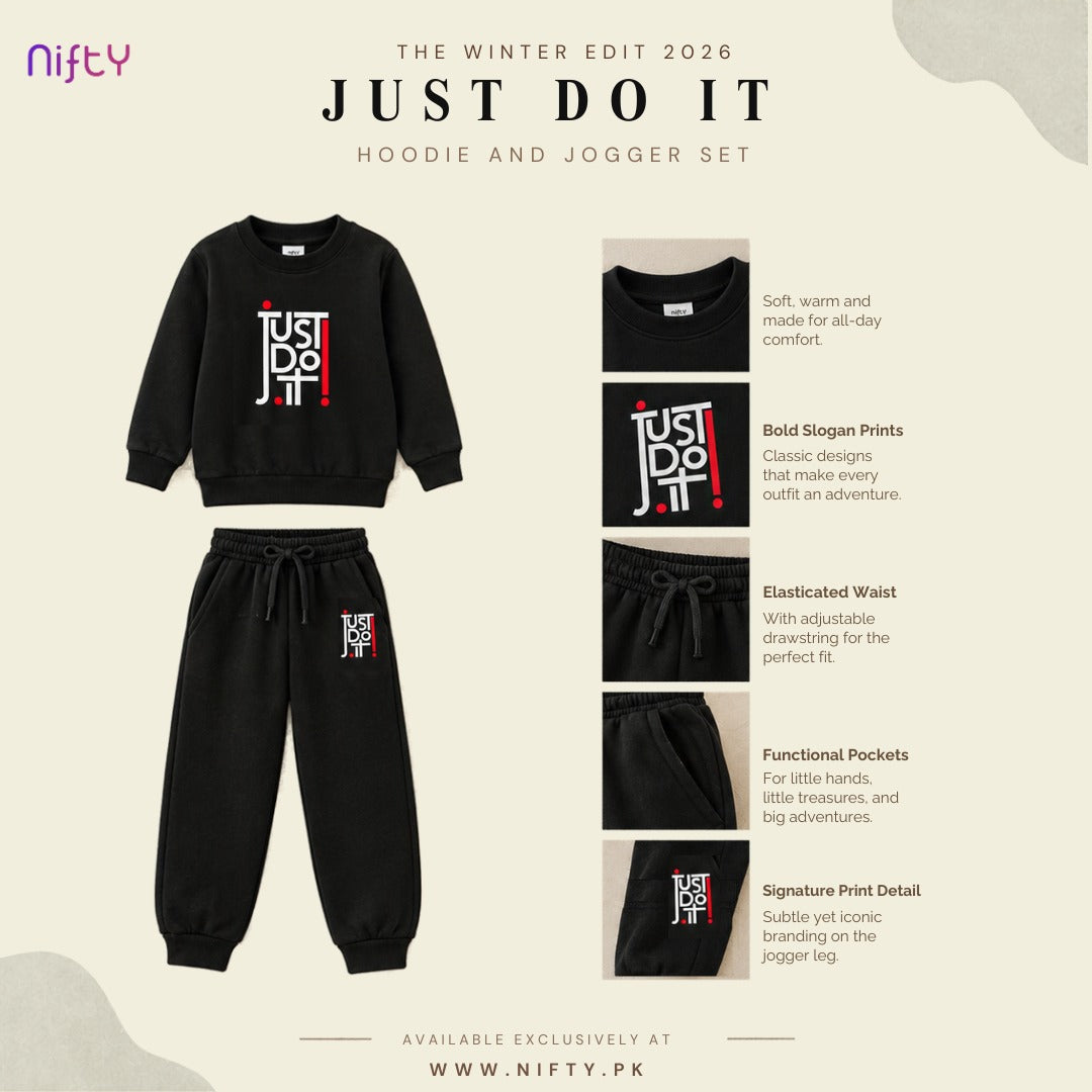 Black “Just Do It” Kids Sweatshirt & Jogger Set