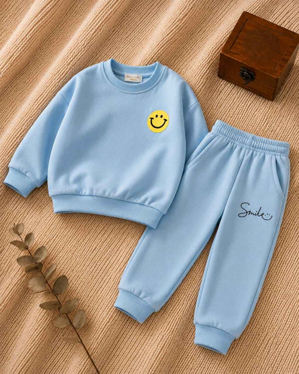 Plush-2pcs Suit Kids Unisex Smile Print Casual Clothing Sets