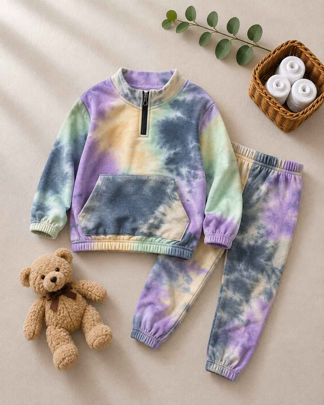 Plush - Front Pocket Style Ribbed Knit Basic Set - Unicorn