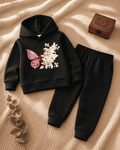Plush-Hoodie Style - Butterfly Theme Fleece Sweat Set