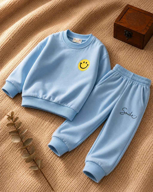Plush-2pcs Suit Kids Unisex Smile Print Casual Clothing Sets