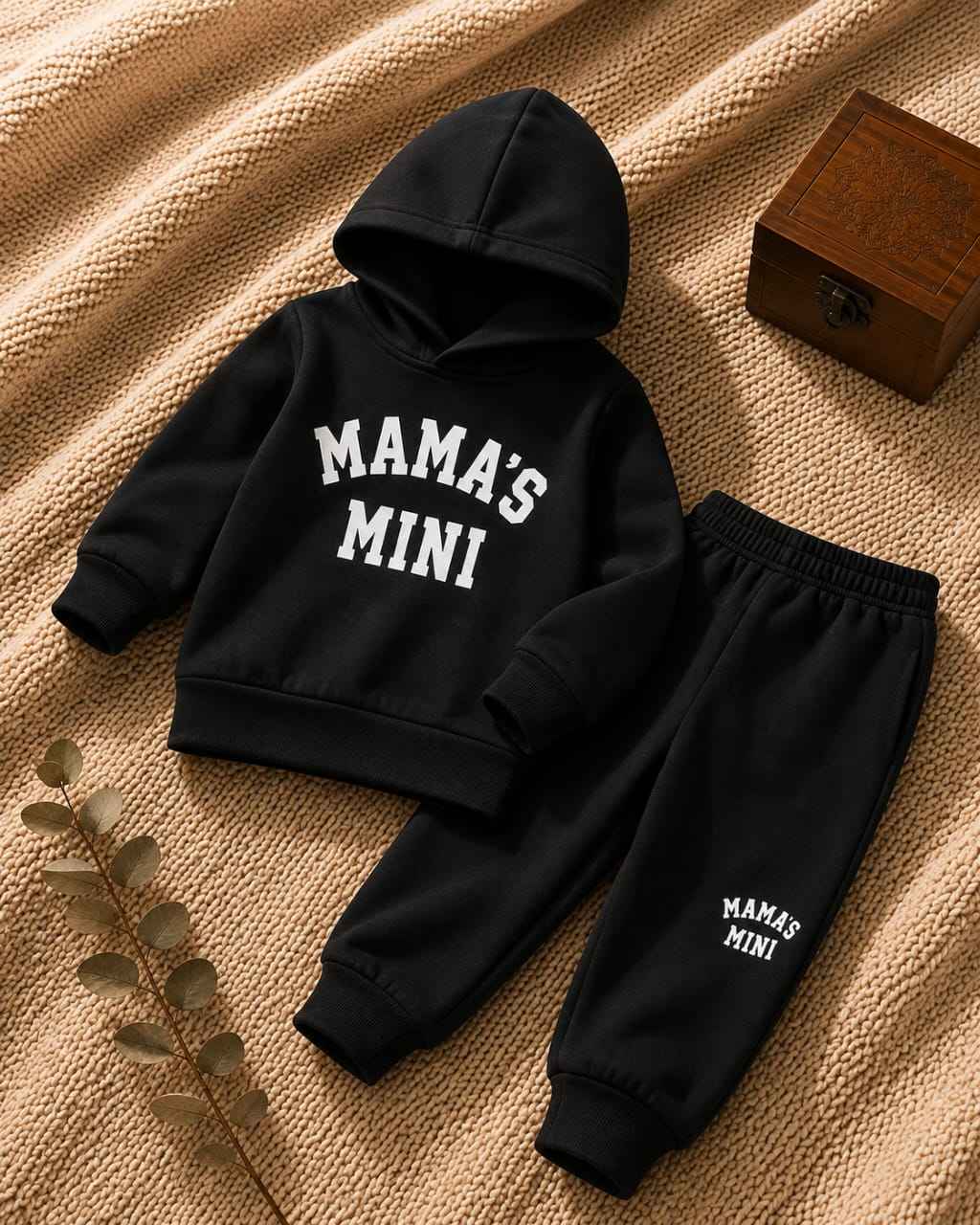 Plush - Hoodied Fleece Shirt & Trouser - Mamas Mini in Black