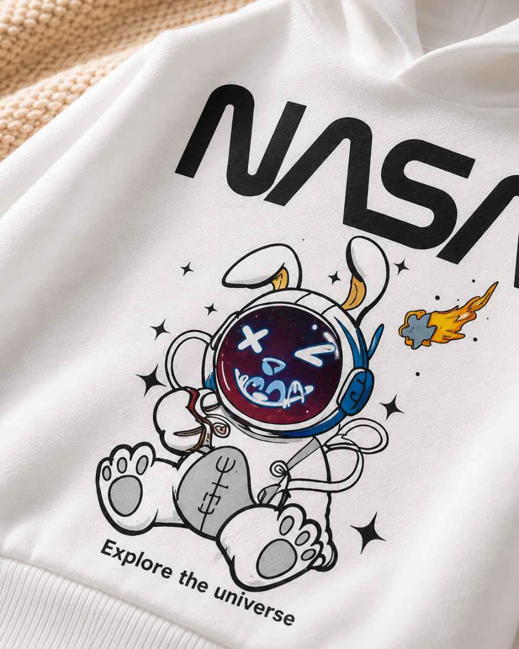 Plush Hoodie Style - Nasa Fleece Basic Set Off White