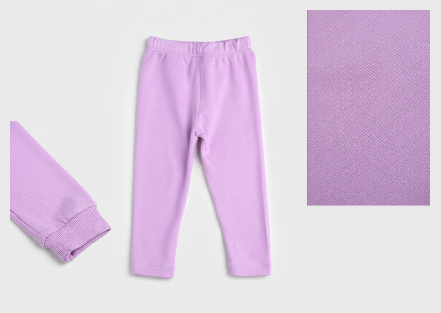 Girl wearing lavender t-shirt and leggings summer outfit