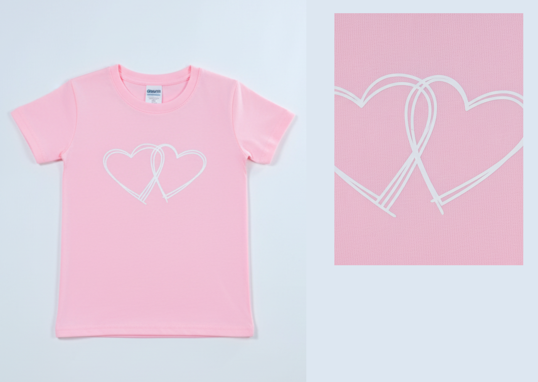 Girls pink t-shirt and leggings outfit set with heart print
