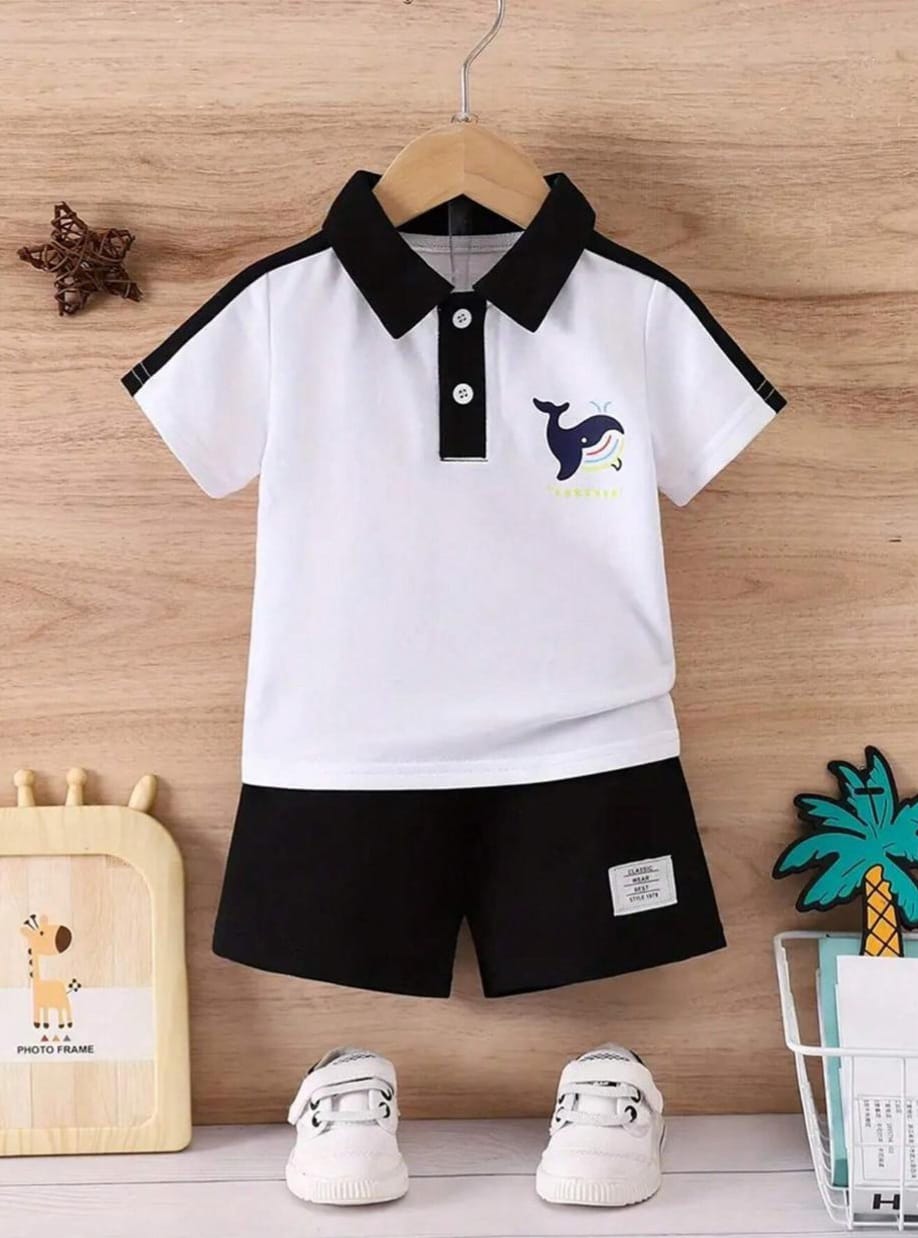 Shirt and Short Set - White Polo