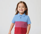 Plush-Baby Plaid Polo Shirt & Shorts-Red-Blue
