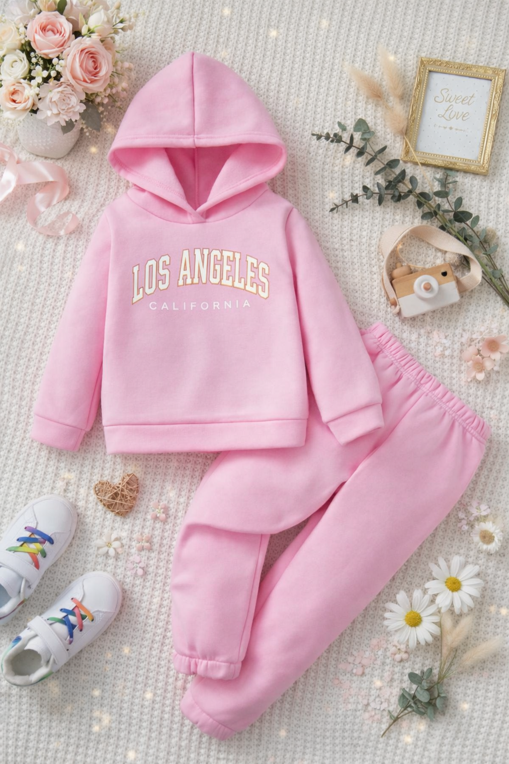 Plush - Hoodied Fleece Shirt & Trouser - LA in Pink